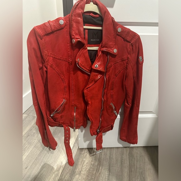 Mauritius Red Leather Jacket Size S - Picture 5 of 11